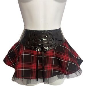 Vintage Lip Service Red Plaid Tartan Corset Skirt Women’s Size M